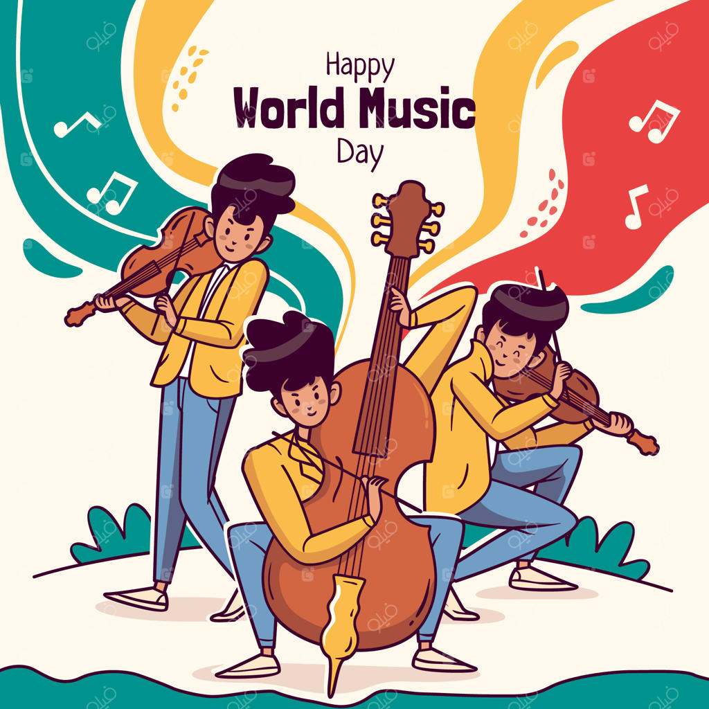تصویرسازی دستی برای روز جهانی موسیقی