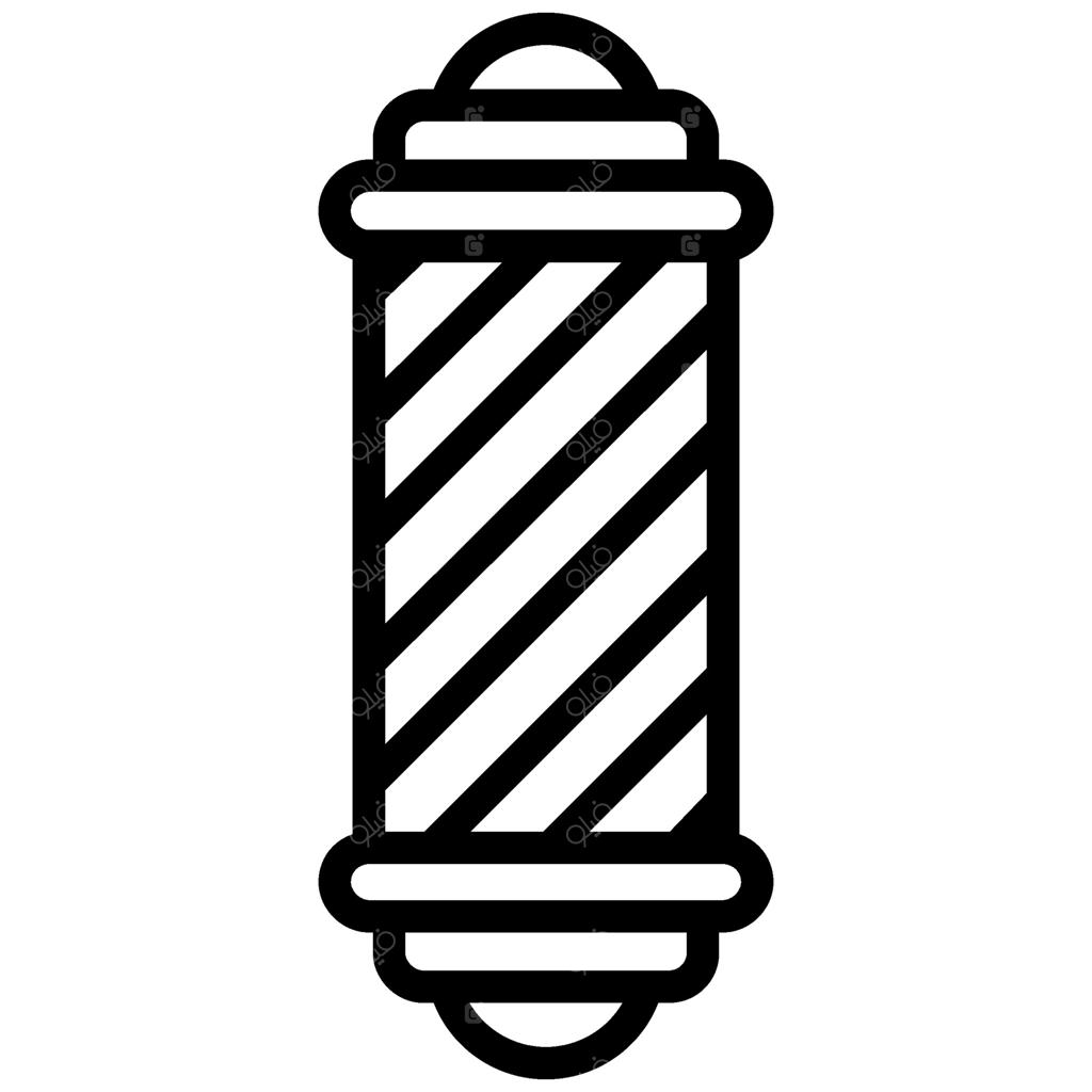 آیکون نمادین پیرایشگاه، طرح خطی سیاه و سفید