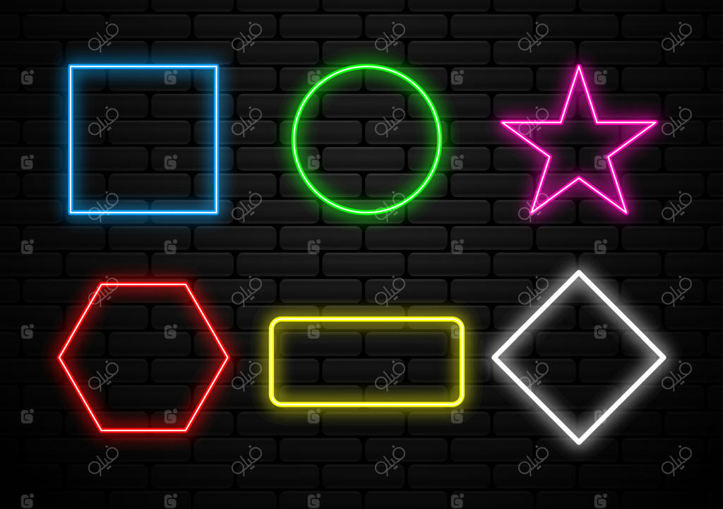 مجموعه اشکال نئونی آینده‌گرا