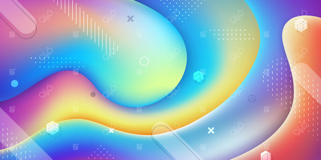 زمینه ممفیس انتزاعی با اشکال مایع رنگارنگ.