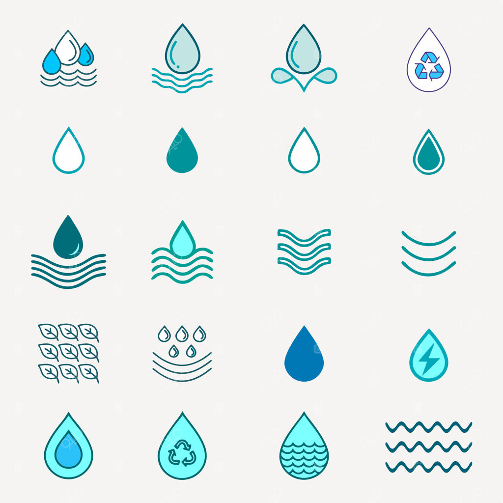 مجموعه آیکون‌های آب با موضوع محیط زیست و پایداری