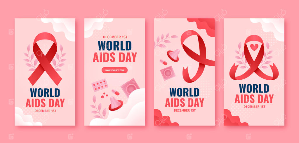 مجموعه استوری‌های اینستاگرام برای روز جهانی ایدز با طراحی گرادیان