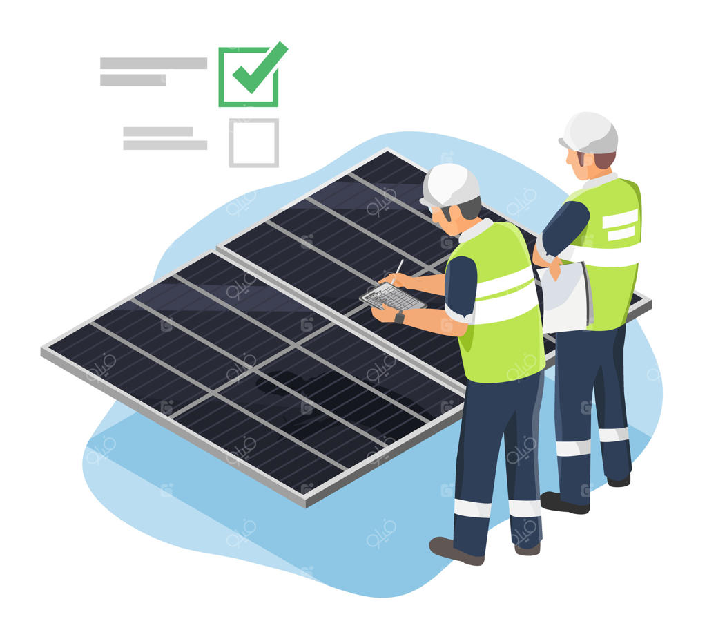 بازرسی مهندسان از پنل‌های خورشیدی برای تضمین بهره‌وری انرژی و انطباق با استانداردهای صنعتی انرژی‌های تجدیدپذیر