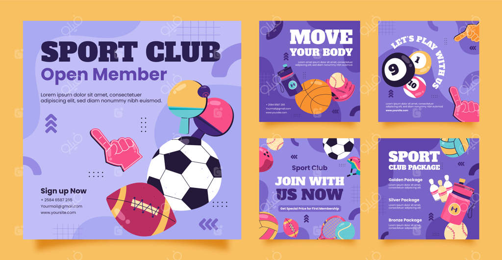 قالب پست‌های اینستاگرام برای باشگاه ورزشی