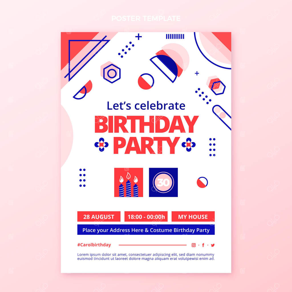 پوستر تولد با طراحی تخت و موزاییکی