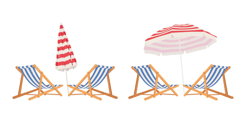 صندلی‌های تاشو با چتر. ست ساحلی دست‌ساز. مبلمان باغی.