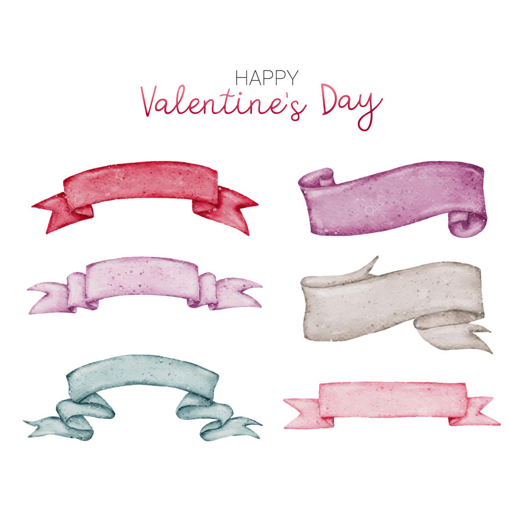 مجموعه بنر عناصری آبرنگی ولنتاین