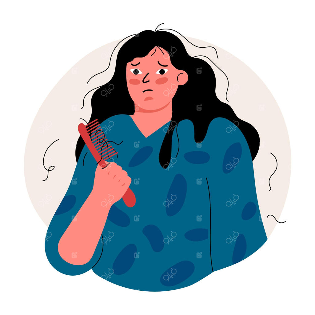 تصویرسازی دستی و تخت از ریزش موی زن