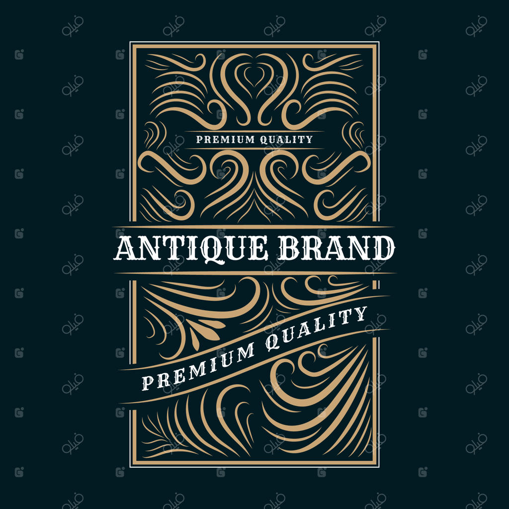 لوگوی خطی ویکتوریایی لوکس و کلاسیک با قاب زینتی