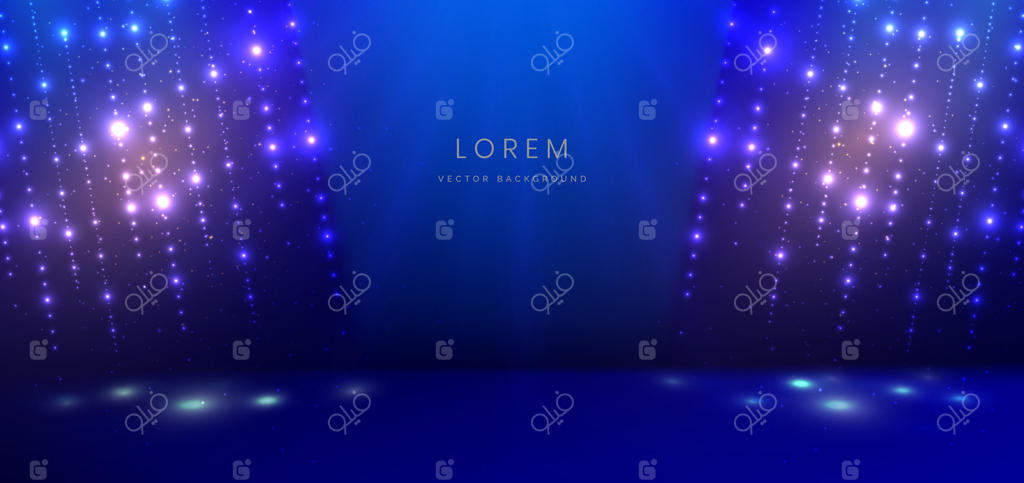 پس‌زمینه‌ای آبی زیبا با خطوط نئونی و اثرات نورپردازی درخشان. قالب مجلل برای طراحی جوایز.