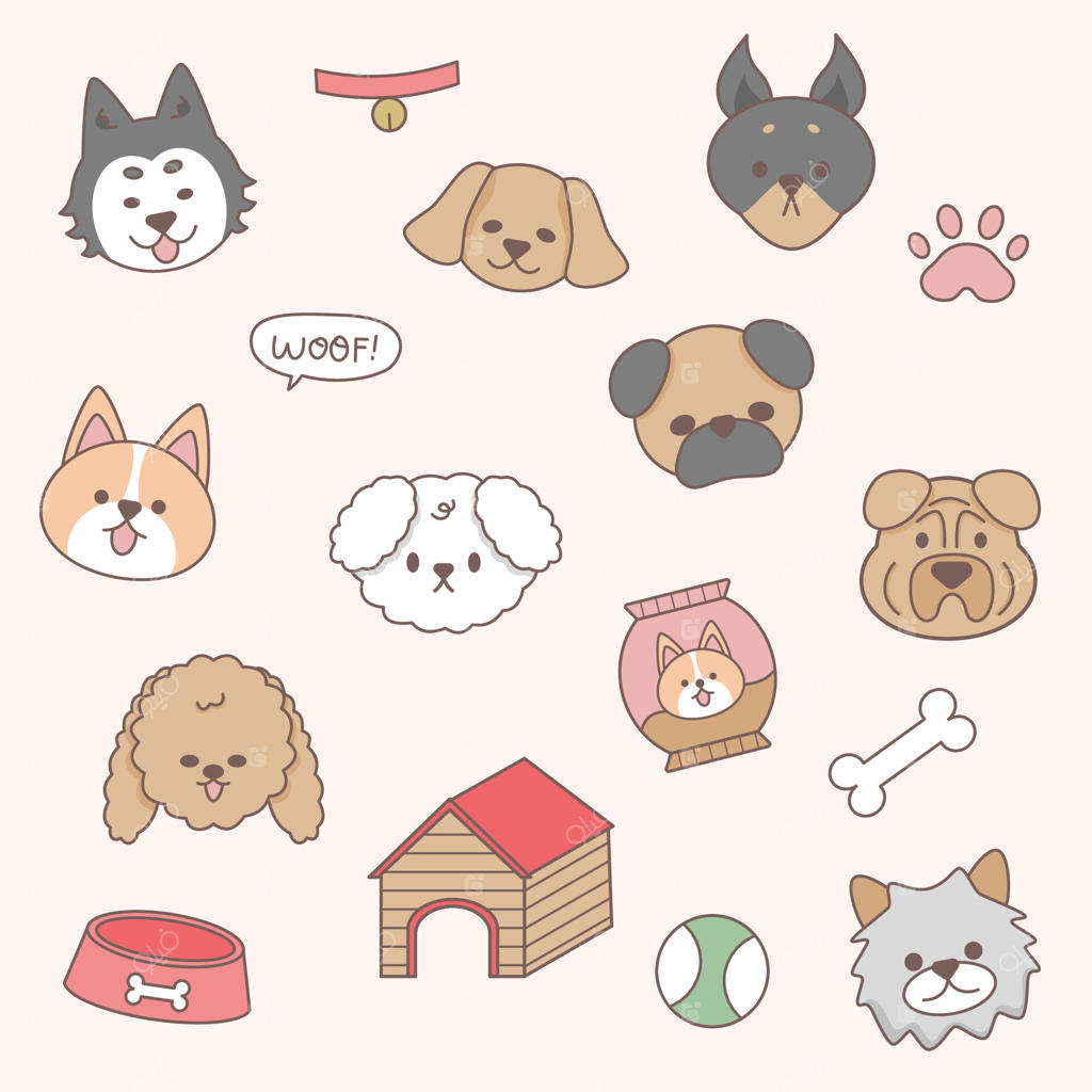 مجموعه آیکون سر سگ‌های بامزه