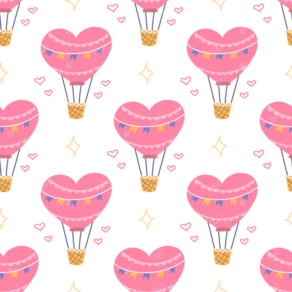 پترن یکپارچه وکتور بالن‌های قلبی برای روز ولنتاین