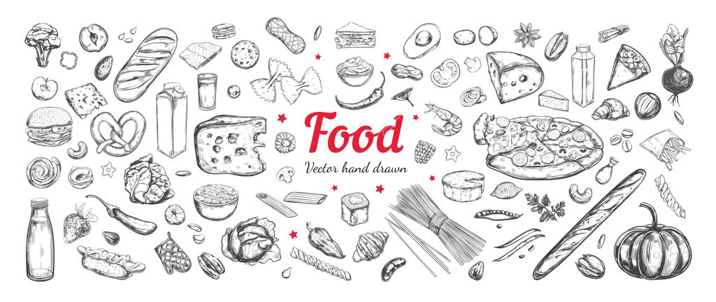 مجموعه بزرگی از مواد غذایی