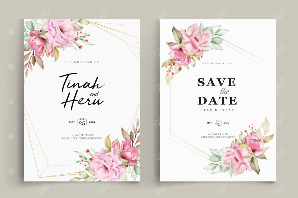 کارت دعوت عروسی با طرح گل