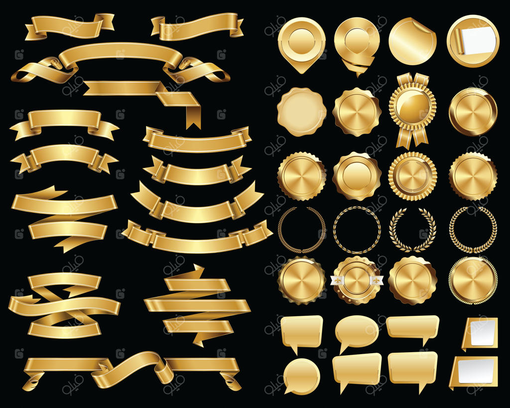 مجموعه روبان‌های طلایی و نشان‌ها و مهرهای گواهینامه