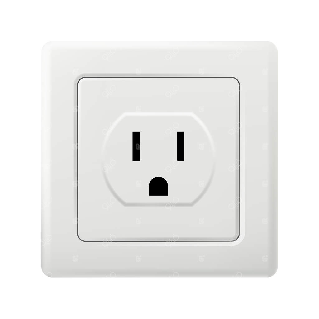 پریز برق بر روی پس‌زمینه سفید