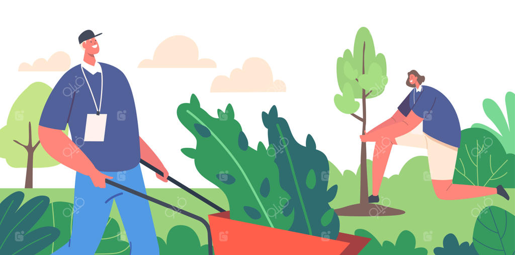 جنگل‌کاری: نجات جهان با حرکتی جهانی – داوطلبانی که در باغ یا پارک درخت می‌کارند