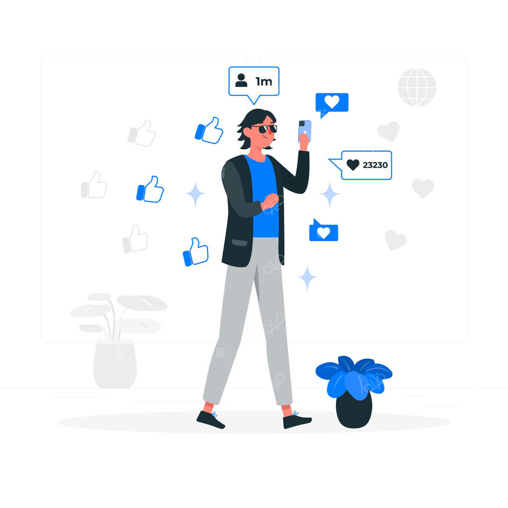 تصویرسازی مفهوم محبوبیت آنلاین