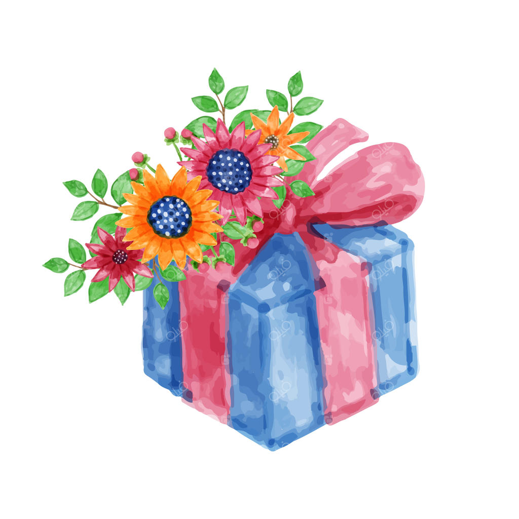 دسته‌گل‌ها و هدایا با نقاشی آبرنگی