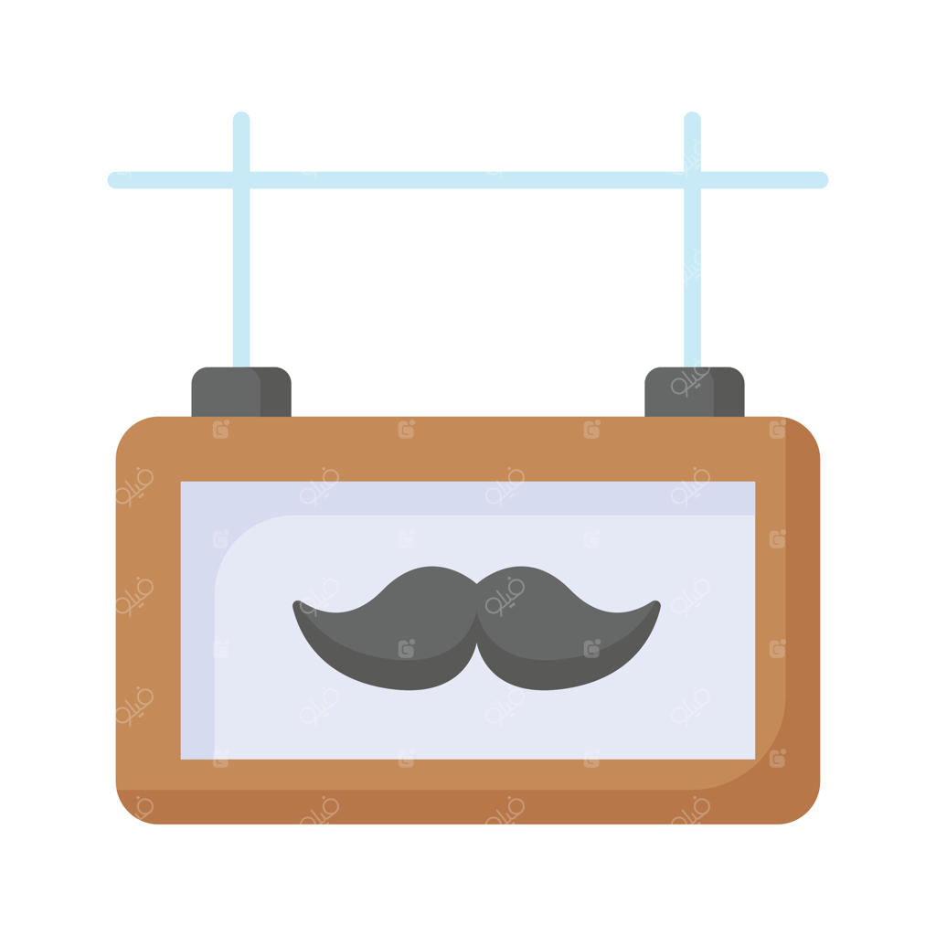 تخته چوبی با نماد سبیل‌ها: طراحی تابلو سلمانی یا آرایشگاه