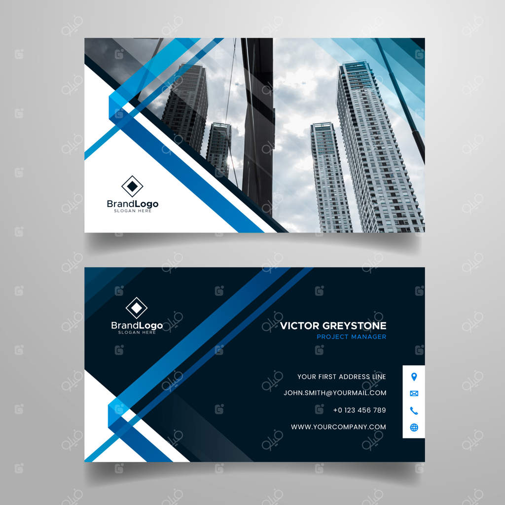 قالب کارت ویزیت انتزاعی با عکس شهر