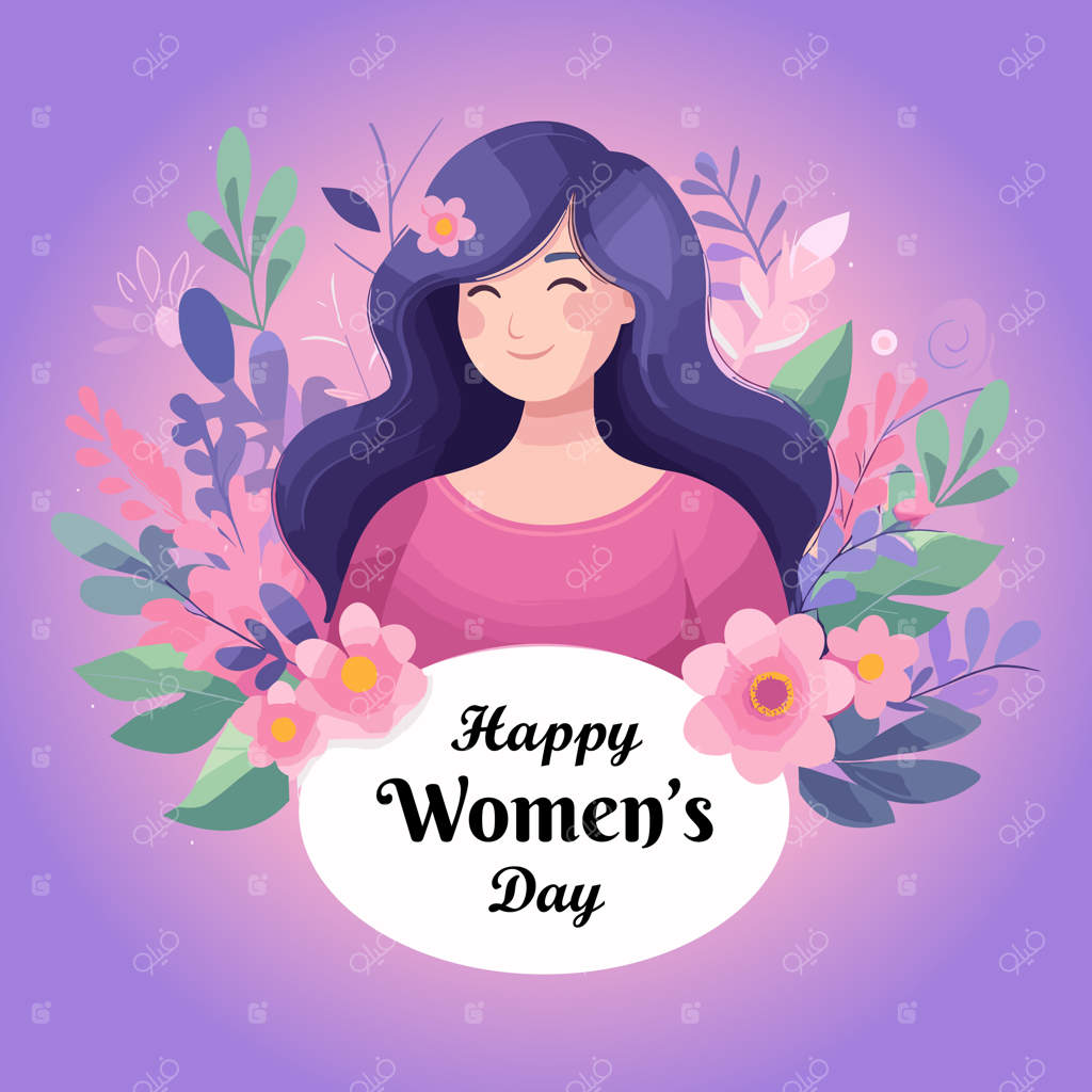 زنی با تابلویی در دست و گل‌هایی دور او