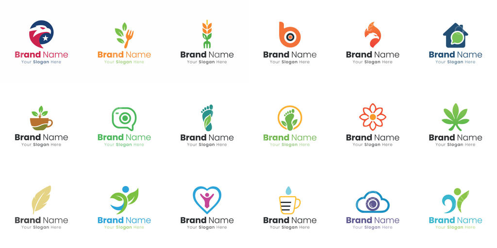 مجموعه‌ای از طرح‌های متنوع لوگو برای کسب‌وکارها و صنایع مختلف