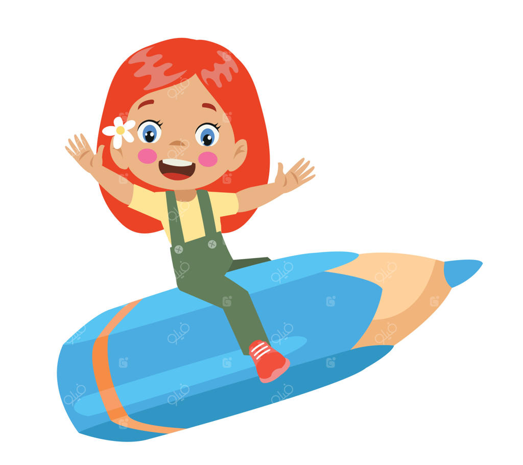 پسر بچه ناز با مداد در دست