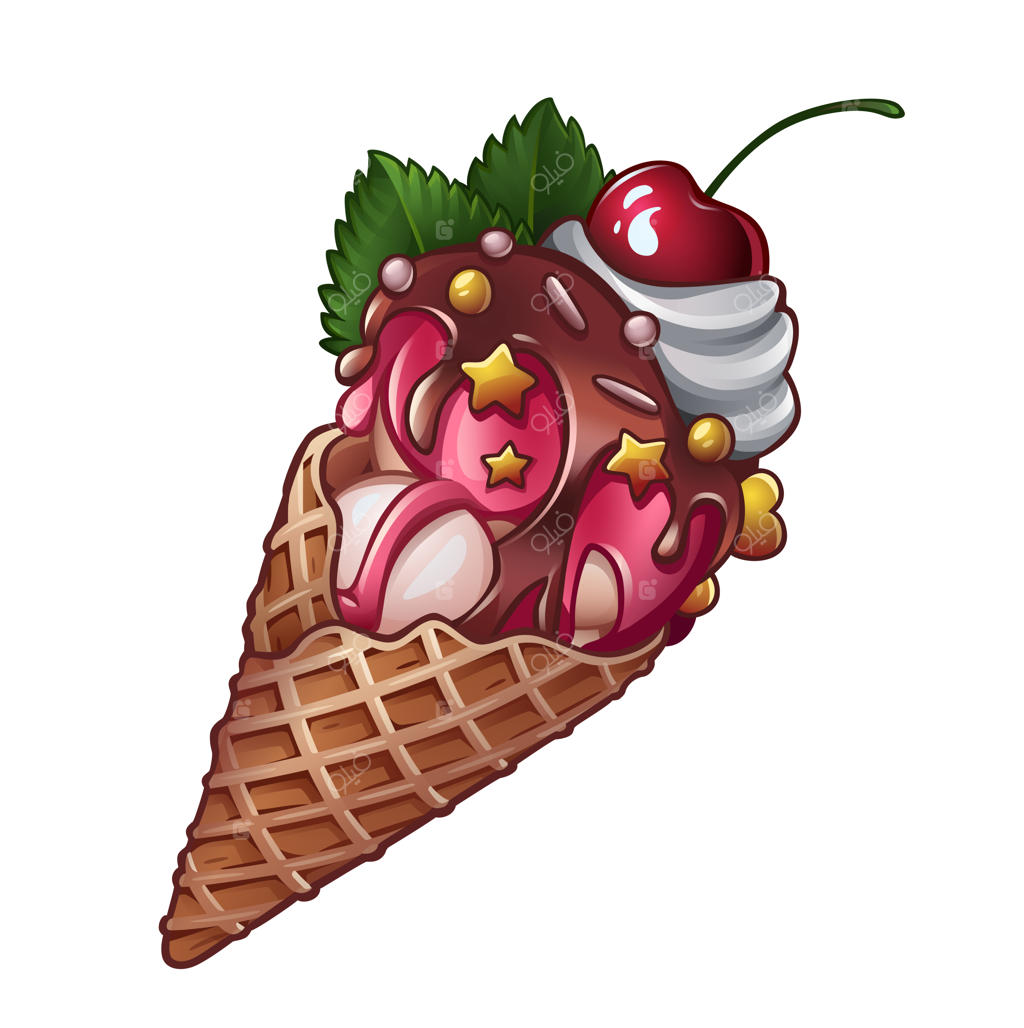 قیف بستنی خوشمزه روی زمینه سفید