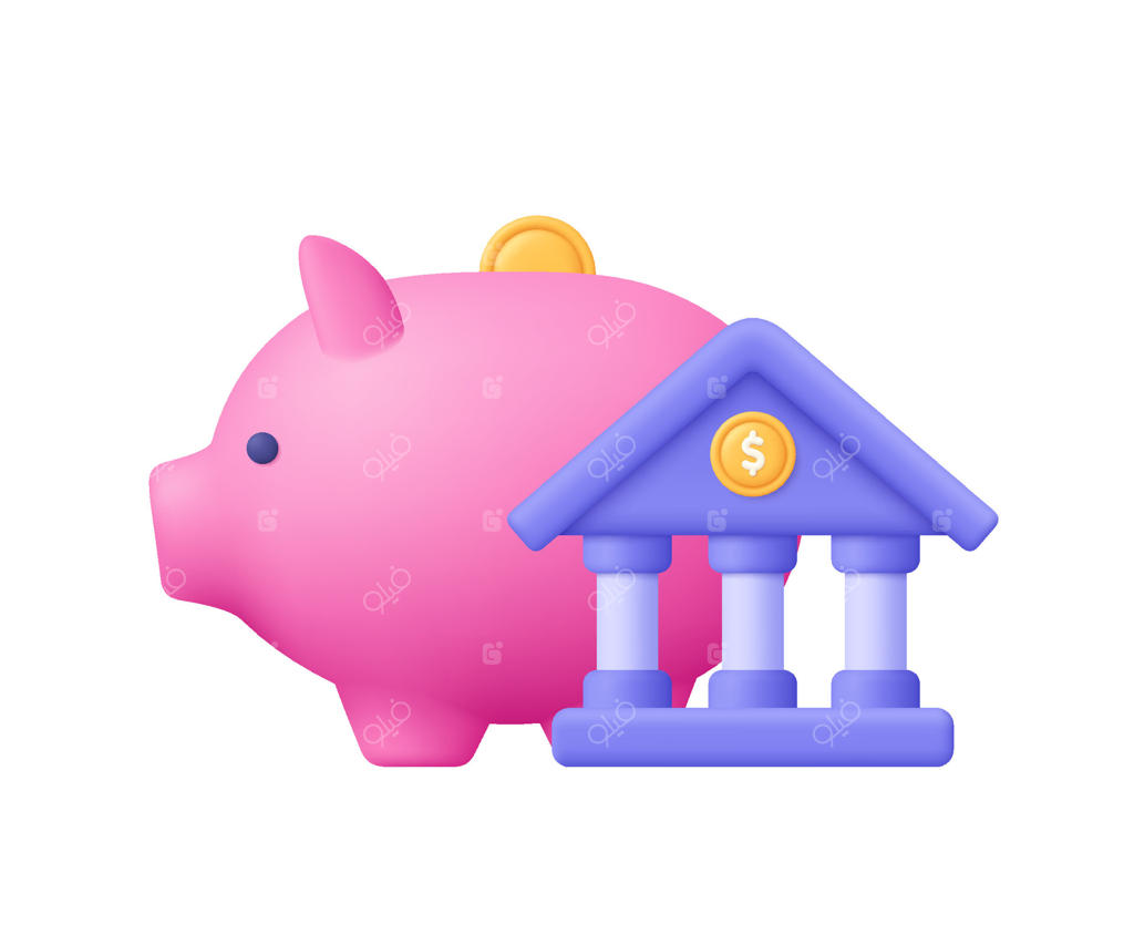 درک پس‌انداز با استفاده از قلک و آیکون حرفه‌ای بانک وکتور