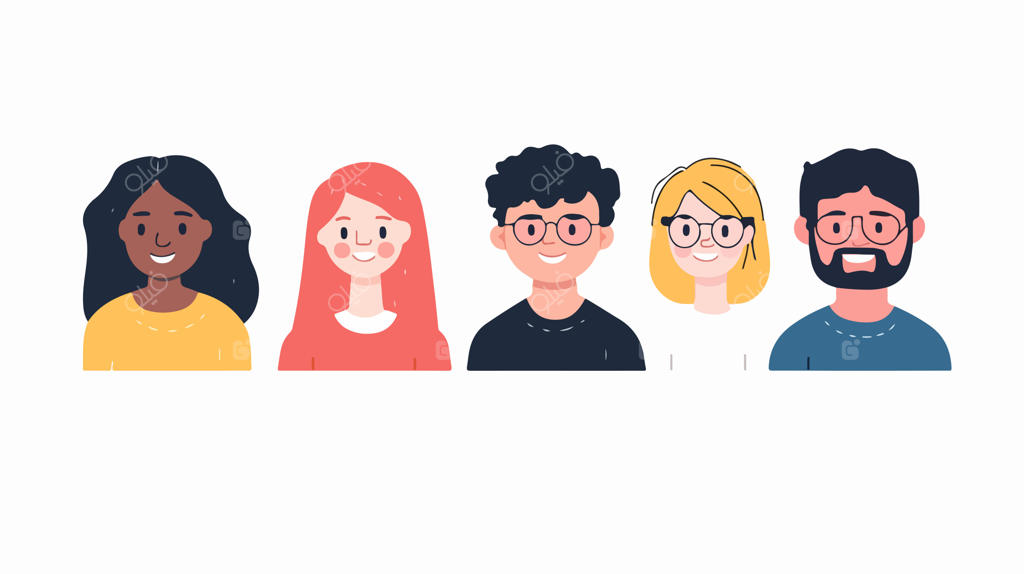 مجموعه المان‌های دوربری شده افراد شاد و متنوع با زاویه باز برای پروژه‌های طراحی