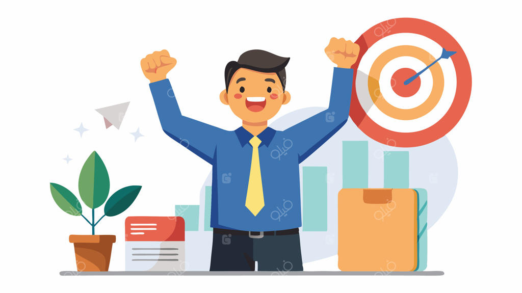 تاجر با هدف روی سر و کارت ویزیت در دست