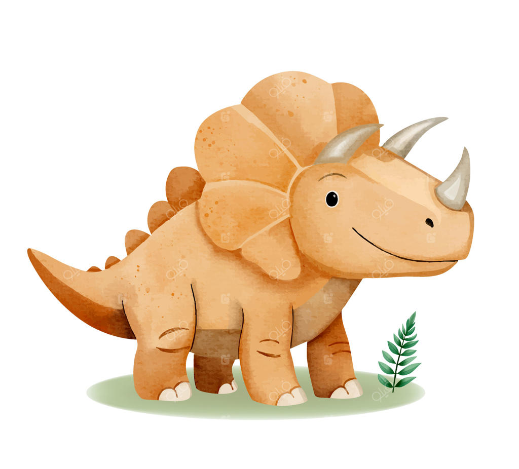 نقاشی آبرنگی تریسراتوپس: طراحی شاد و بامزه دایناسور نوزاد برای کودکان