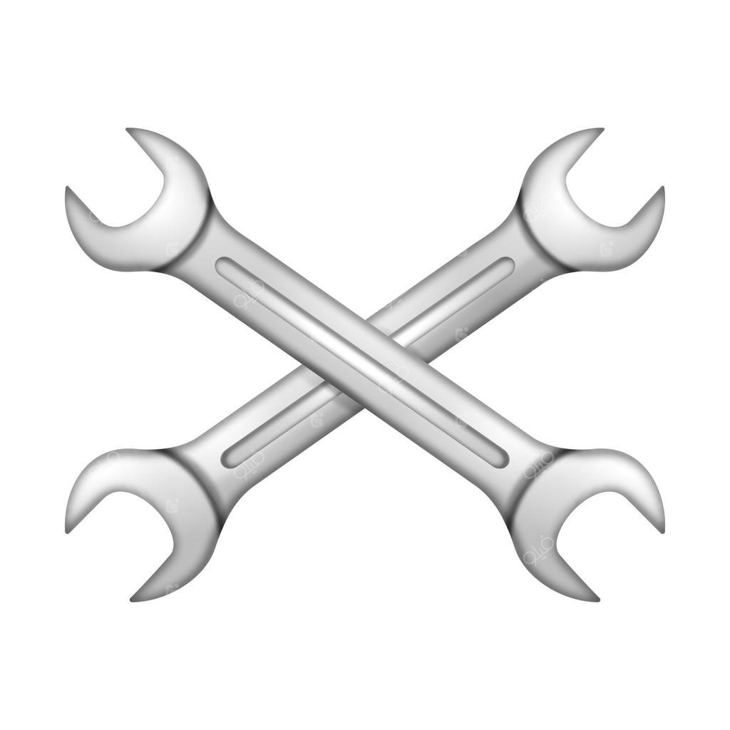 آچار. یک جفت آچار صلیبی. طرحی از یک تعمیرگاه خودرو.