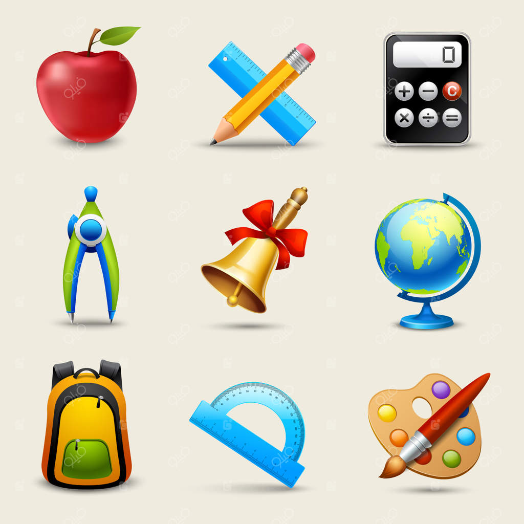 مجموعه آیکون‌های واقع‌گرایانه مدارس