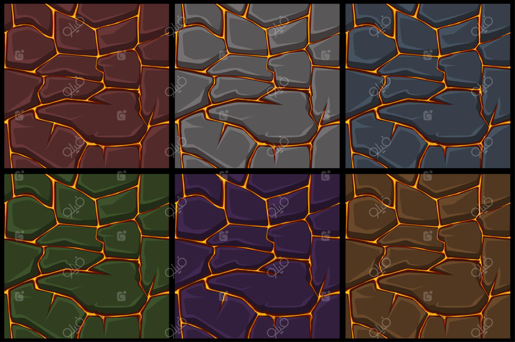 مجموعه الگوی بدون درز گدازه یا آتش با سنگ