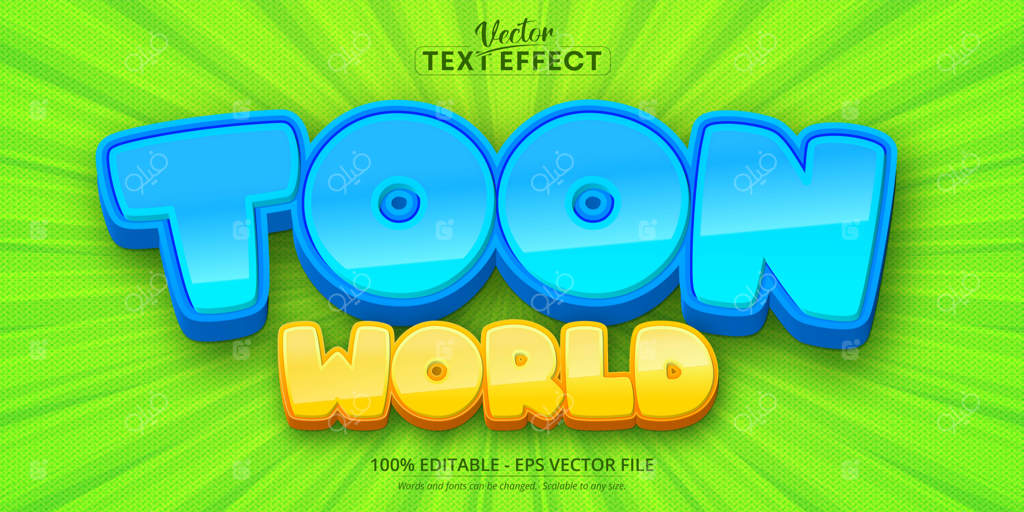 متن دنیای کارتونی - افکت متنی قابل ویرایش به سبک انیمیشن