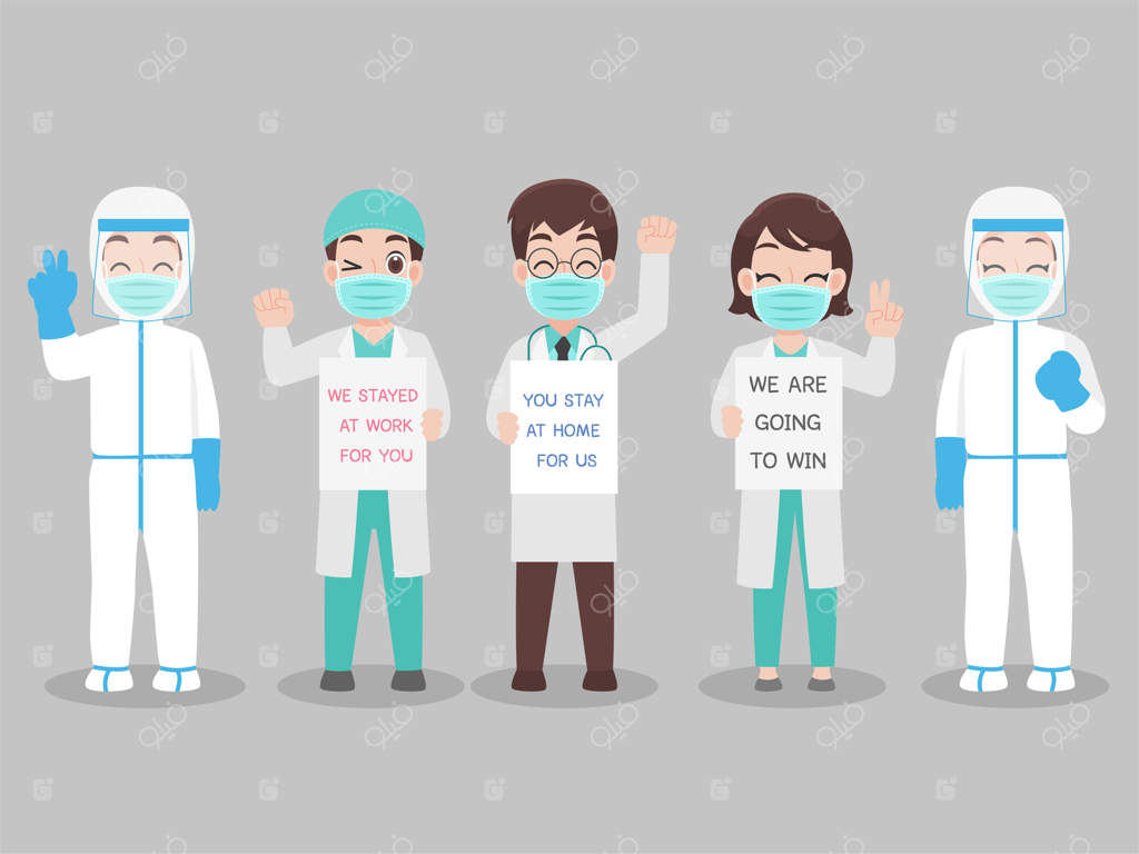 پزشکانی با لباس محافظ شخصی و ماسک پزشکی برای جلوگیری از ویروس