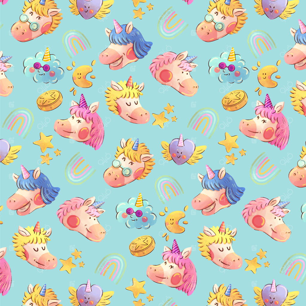 طراحی الگوی یونیکورن با آبرنگ