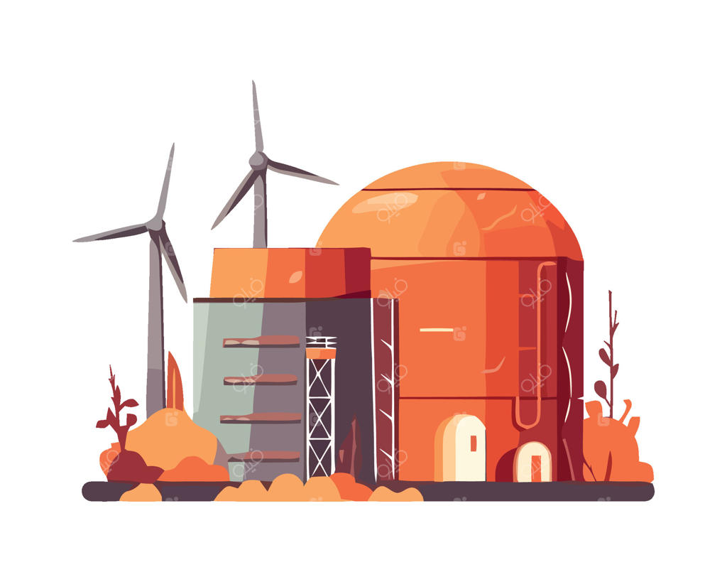 نیروگاه هسته‌ای نارنجی با توربین‌های بادی