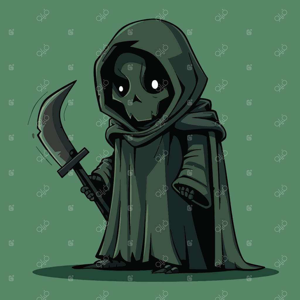 طراحی هنری مینیمال فرشته مرگ جنگجو