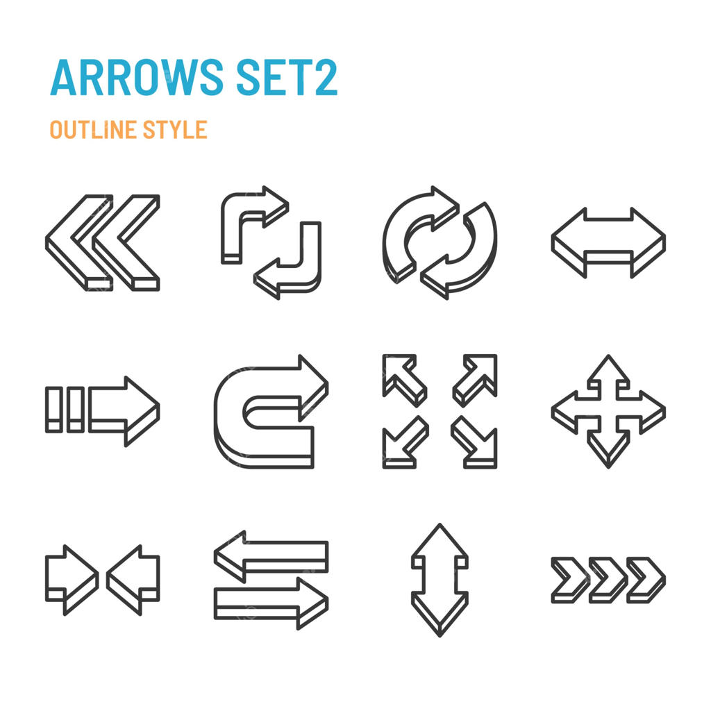 مجموعه آیکون‌ها و نمادهای فلش سه‌بعدی