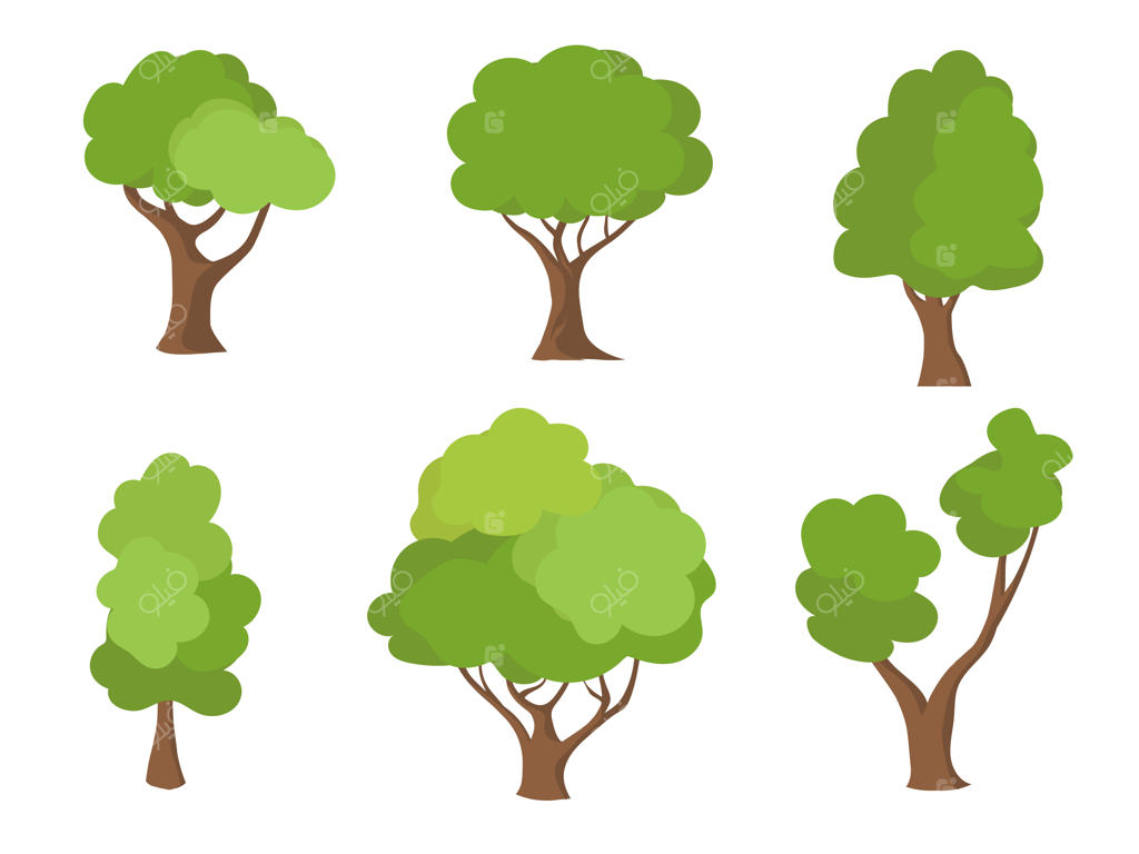 مجموعه وکتور تصویرسازی درختان و طبیعت