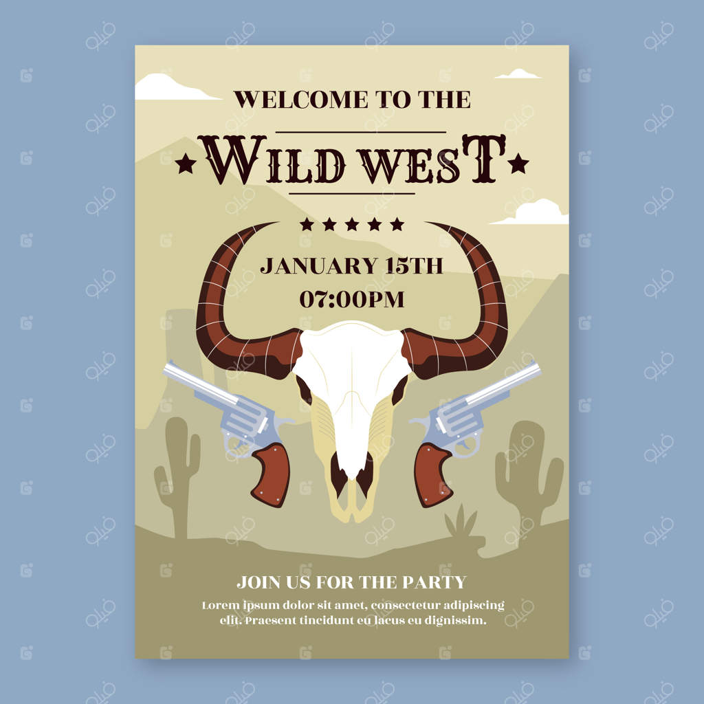 پوستر مهمانی کابویی با طراحی دستی