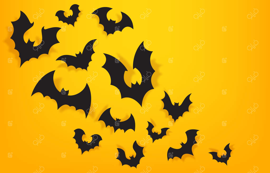 پس‌زمینه خفاش‌های کاغذی. بنر نارنجی هالووین با خفاش‌های ترسناک. تزئینات مهمانی "جن و پری" (هالووین). پوستر وکتور برای جشن ترسناک اکتبر. تزئینات مرموز و تاریک برای تعطیلات.