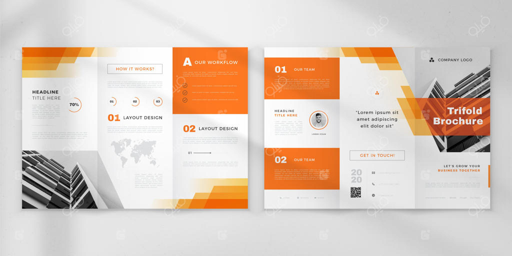 قالب بروشور سه‌لتّه مینیمال همراه با عکس