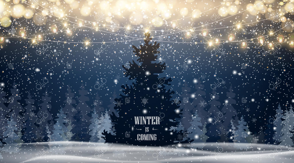 پس‌زمینه‌ی درخت کریسمس زمستانی با آسمان آبی، بارش سنگین برف، دانه‌های برف در اشکال و فرم‌های مختلف، انبوهی از برف. منظره زمستانی با بارش زیبای برف درخشان کریسمس.