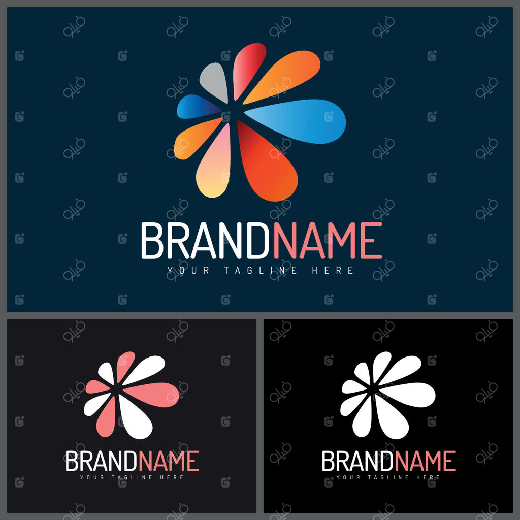 مجموعه قالب طراحی لوگوی گل هشت‌پر رنگارنگ