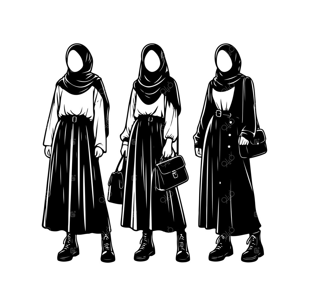 طراحی وکتور مد و استایل حجاب به سبک سیلوئت