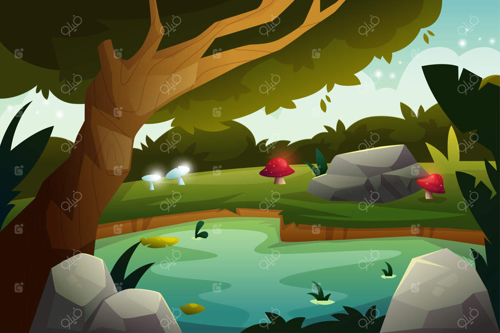 تصویر پس‌زمینه جنگل طبیعی برای روز زمین با منظره زیبای دریاچه